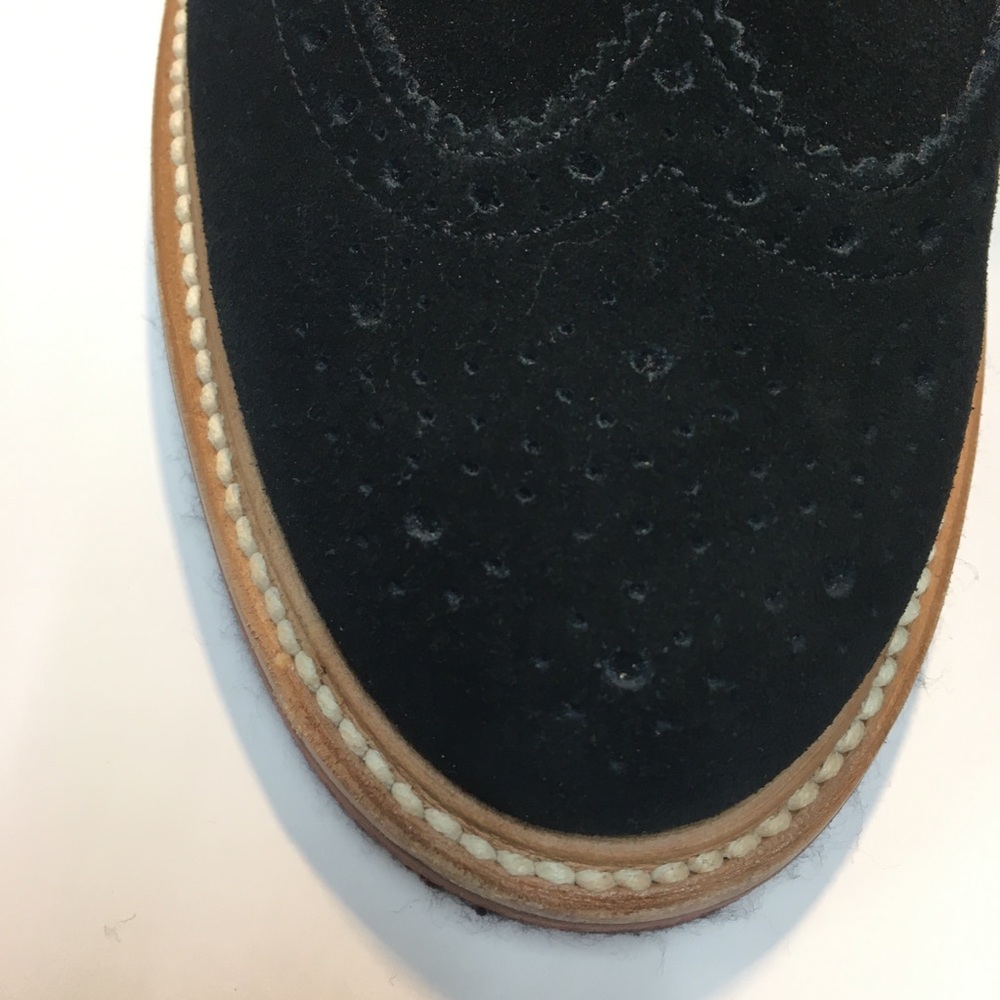 J Crew Kenton Suede Wing Tips Oxford Shoes Men's 10 Black Classic Academia - Picture 3 of 16